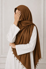 Turkish Textured Lawn Hijab – Mocha Brown