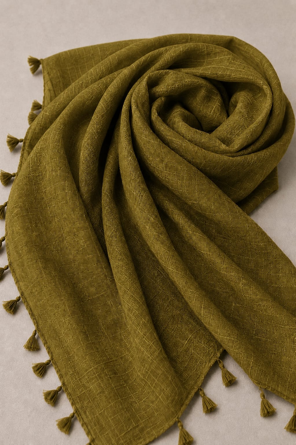 TurkishTexturedLawnHijab_MustardGreen - Hijab Ul Hareem