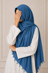 TurkishTexturedLawnHijab_SeiraBlue -Hijab ul Hareem
