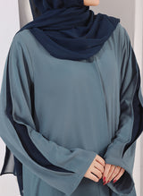 Two Tone Navy Blue Gradient Abaya - 0121-R-1014 Hijabulhareem