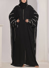 White Stripe Hooded Jilbab - JILBAB-R-1001 Hijabulhareem