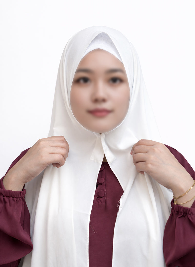 Instant Georgette Magnet Hijab - White