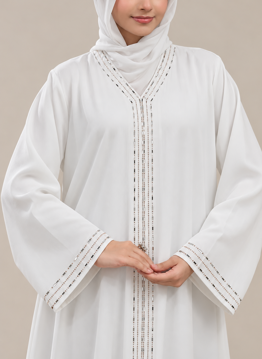 Front Open Stonework Abaya | 0116-C-1231