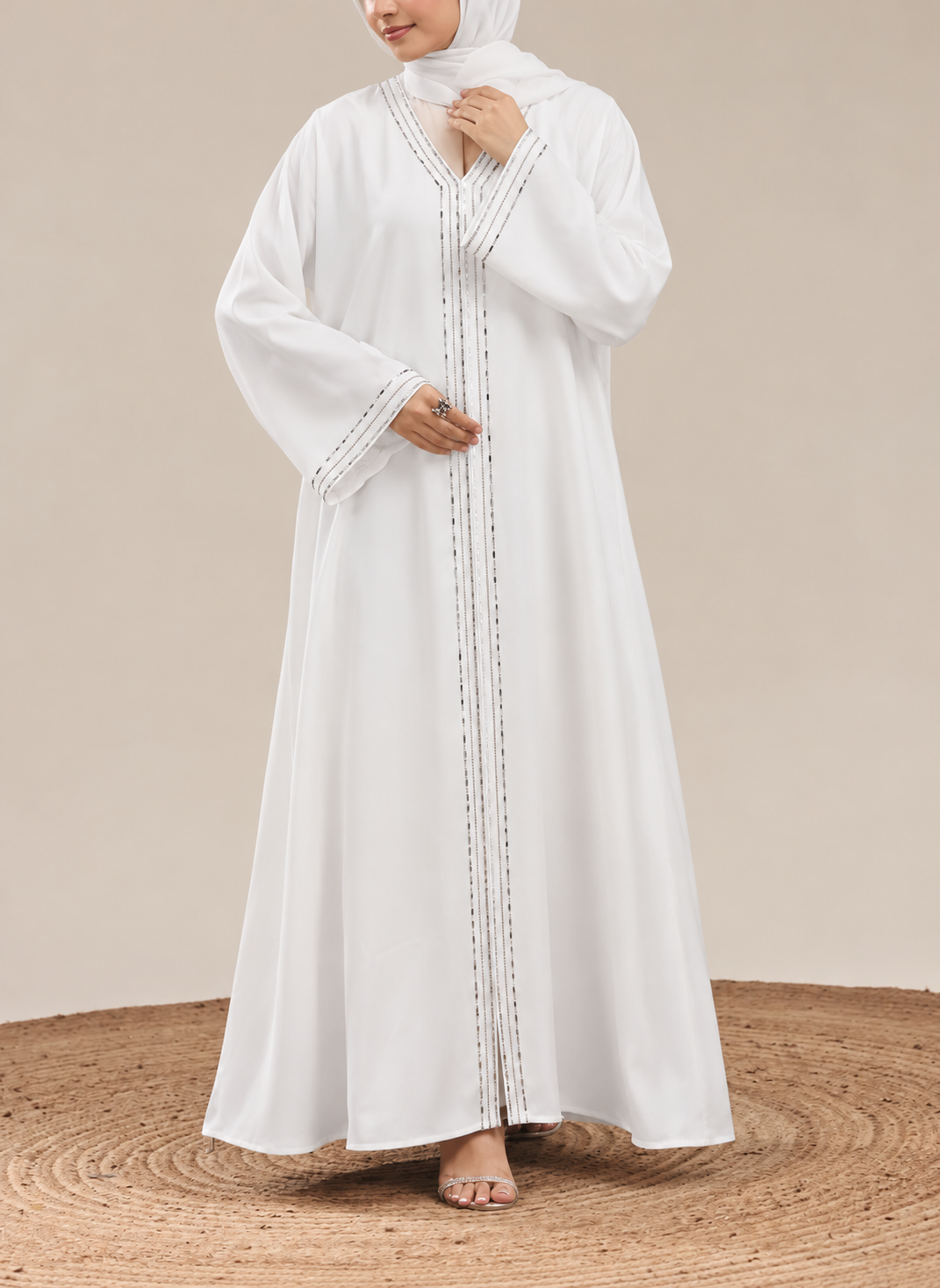 Front Open Stonework Abaya | 0116-C-1231