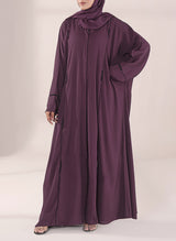 Zoom Nida Hand Work Purple abaya | 0116-J-1102 Hijab-ul-hareem