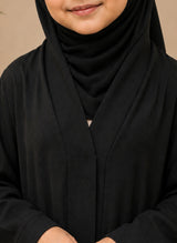 Classic Elegance Black Front Open Kids Abaya | 0116-PR ZOOM