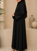 Classic Elegance Black Front Open Kids Abaya | 0116-PR ZOOM