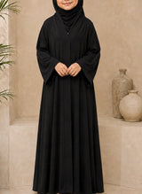 Classic Elegance Black Front Open Kids Abaya | 0116-PR ZOOM
