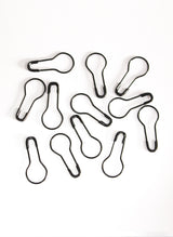 Coil Less Safety Pins for Scarf / Hijab Black 12 in 1