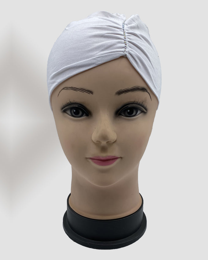 White Side Parting Hijab Cap Stone