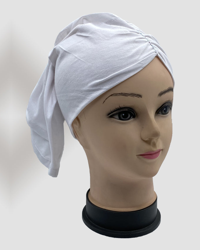 White Side Parting Hijab Cap Stone