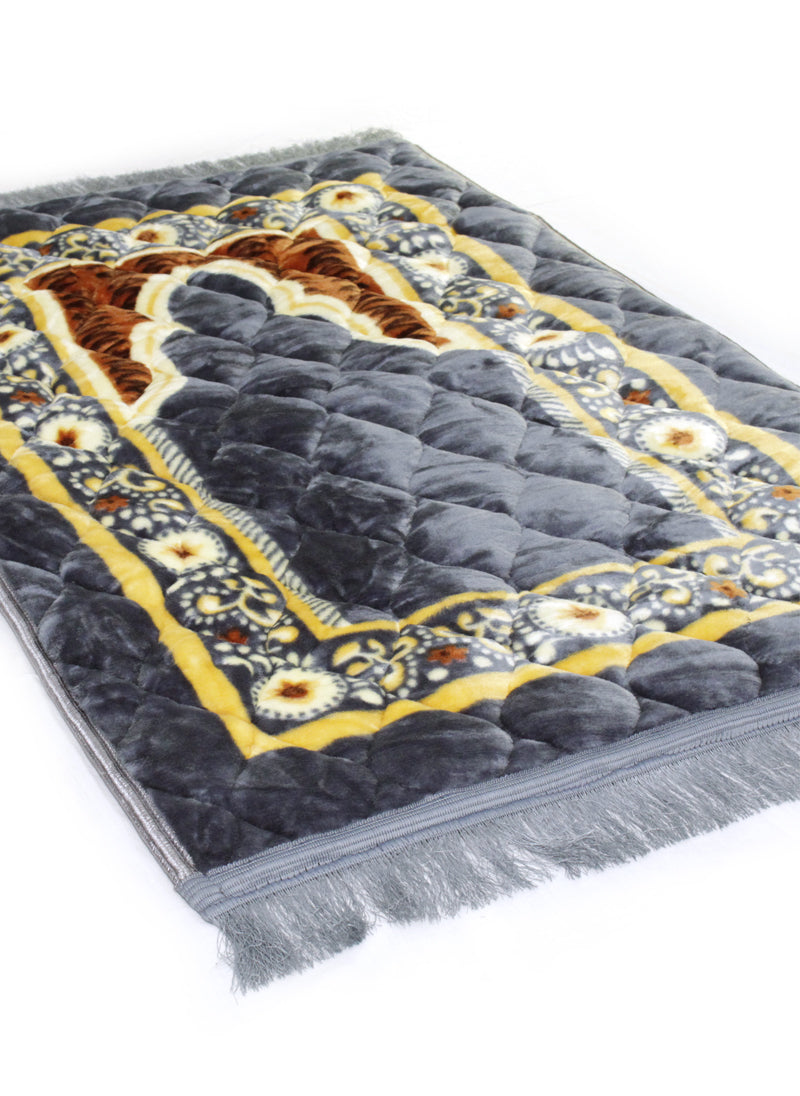Grey Velvet Foam Quilted Jai Namaz ( Prayer Mat )