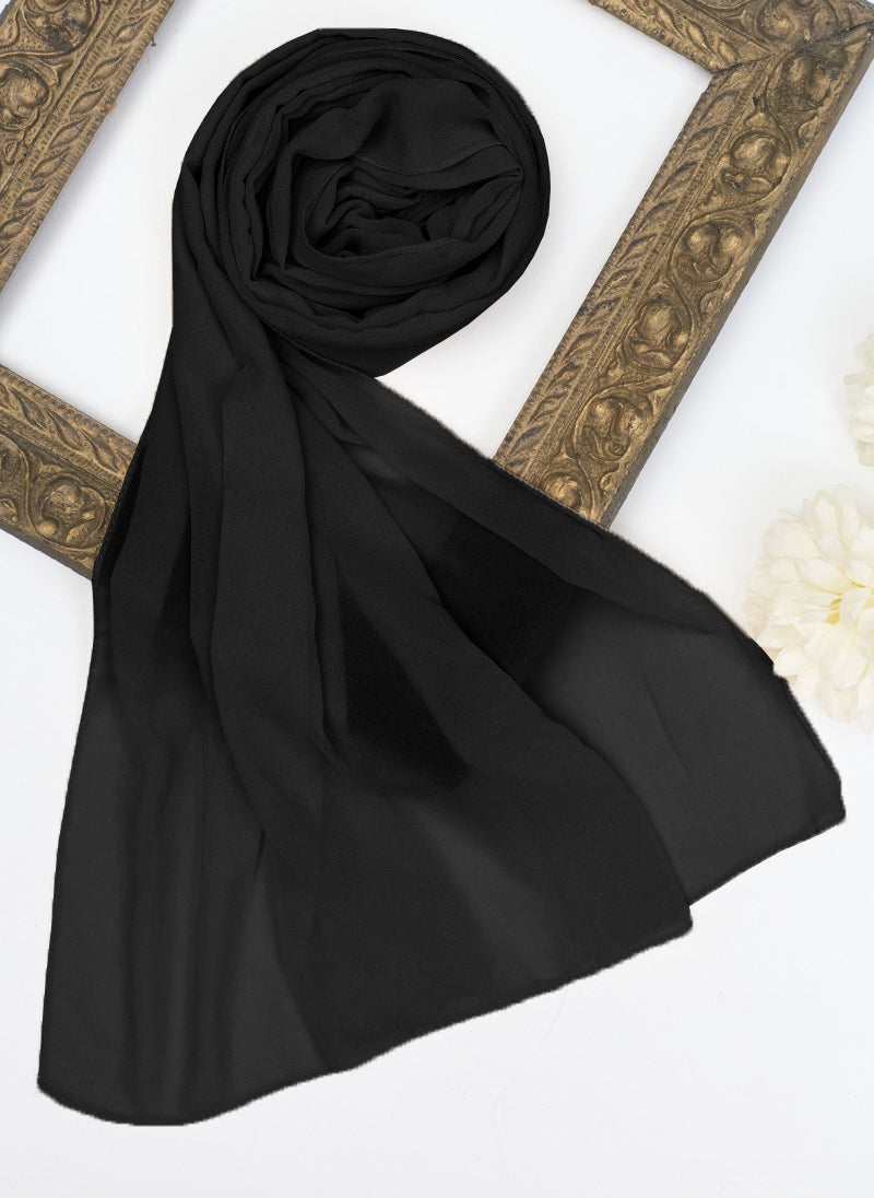 Plain Georgette Hijabs - Black