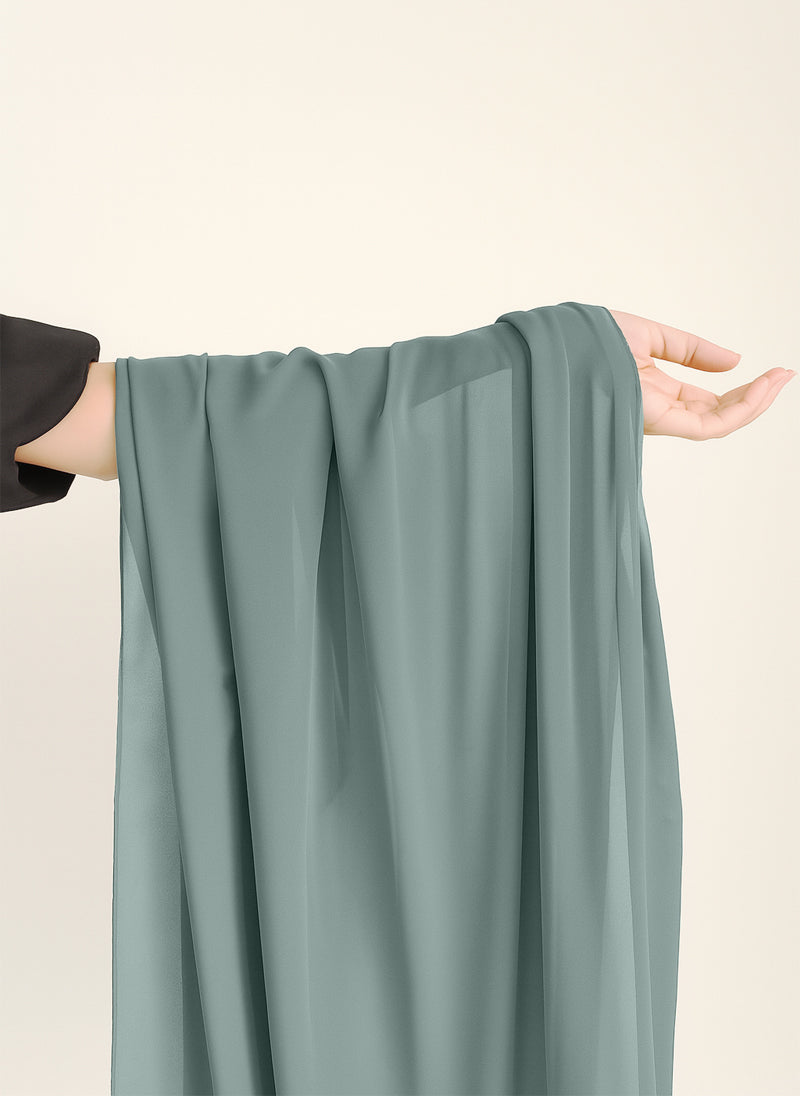 Dusty Teal Plain Chiffon Scarf
