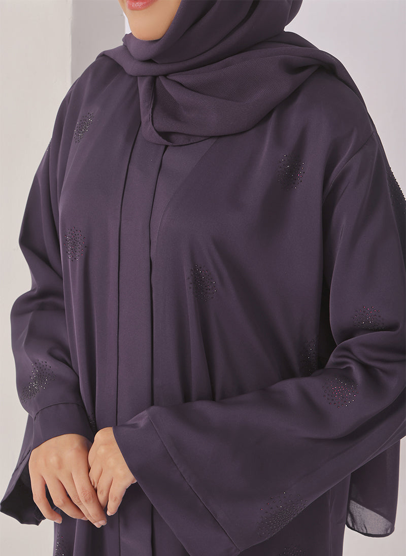 Puple Stone Work Nida Abaya - 0116-C-1022