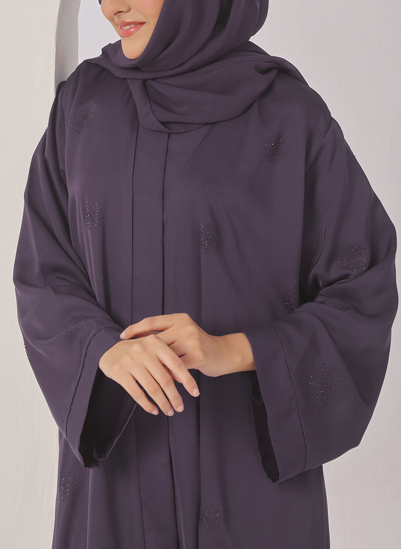Purple Stone Work Nida Abaya - 0116-C-1022
