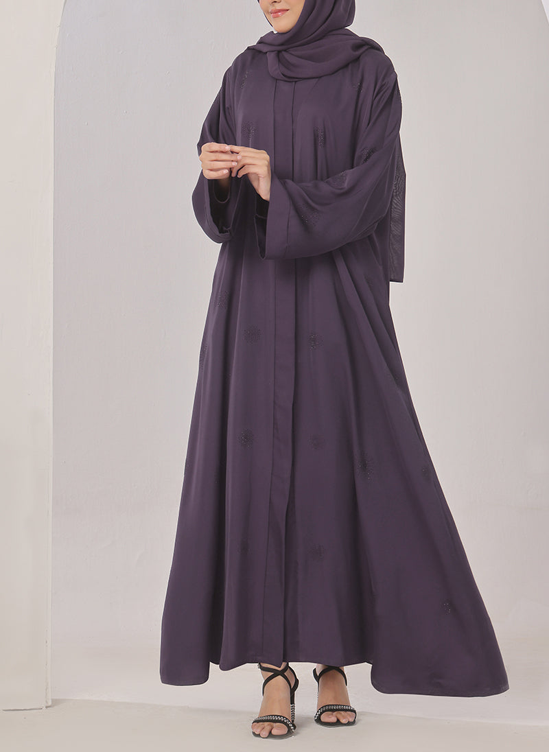 Puple Stone Work Nida Abaya - 0116-C-1022