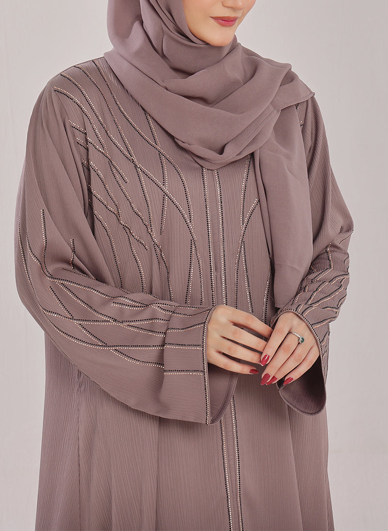 Stone Work Zoom Light Lavender Abaya - 0116-C-1023