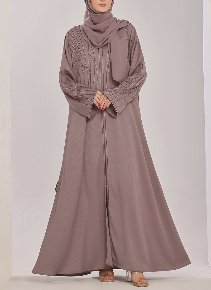 Stone Work Zoom Light Lavender Abaya - 0116-C-1023