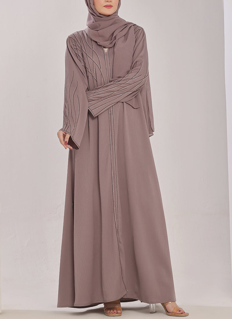 Stone Work Zoom Light Lavender Abaya - 0116-C-1023