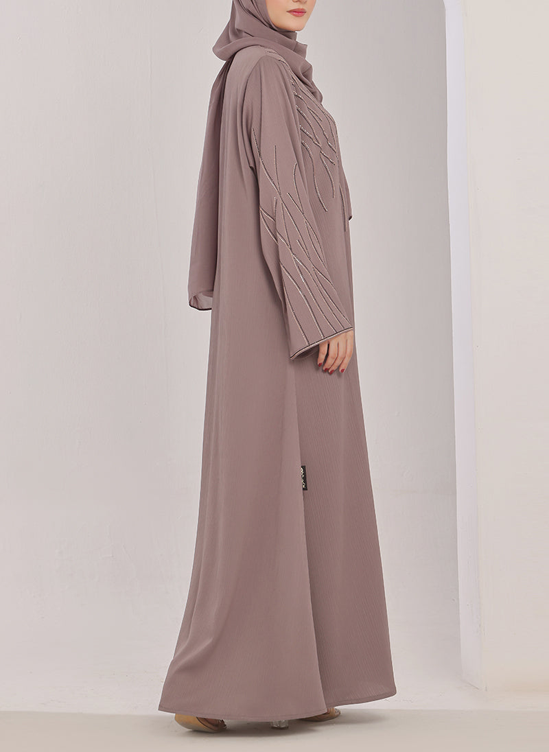 Stone Work Zoom Light Lavender Abaya - 0116-C-1023