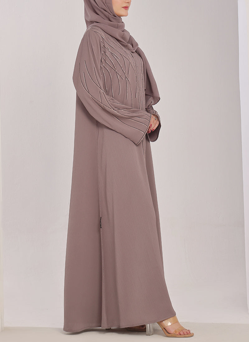 Stone Work Zoom Light Lavender Abaya - 0116-C-1023