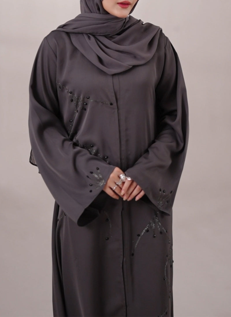 Charcoal Stone Work Abaya | 0116-C-1120