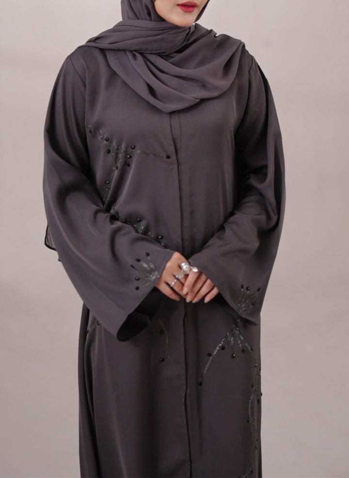 Charcoal Stone Work Abaya | 0116-C-1120