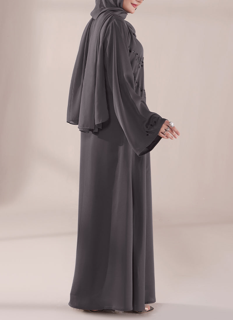 Charcoal Stone Work Abaya | 0116-C-1120