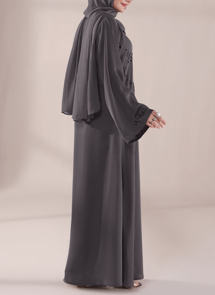 Charcoal Stone Work Abaya | 0116-C-1120