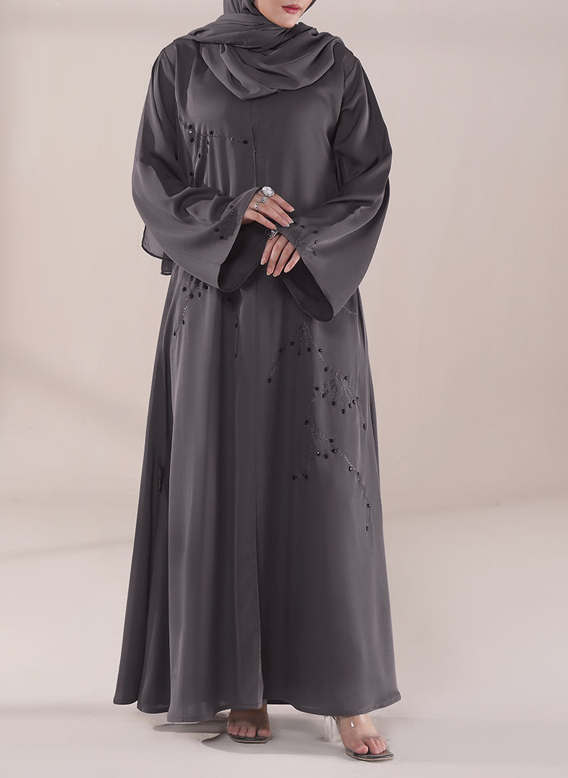 Charcoal Stone Work Abaya | 0116-C-1120