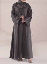 Charcoal Stone Work Abaya | 0116-C-1120