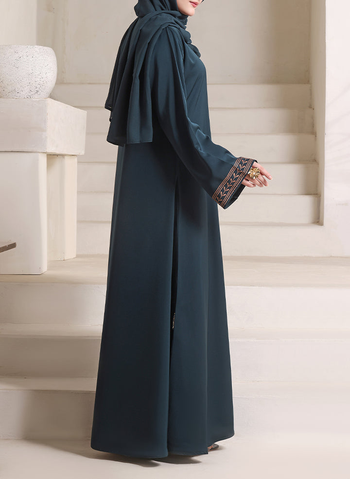 Front Open Floral Embroidery Abaya | 0116-E-1109