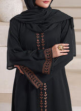 Front Open Floral Embroidery Abaya | 0116-E-1109