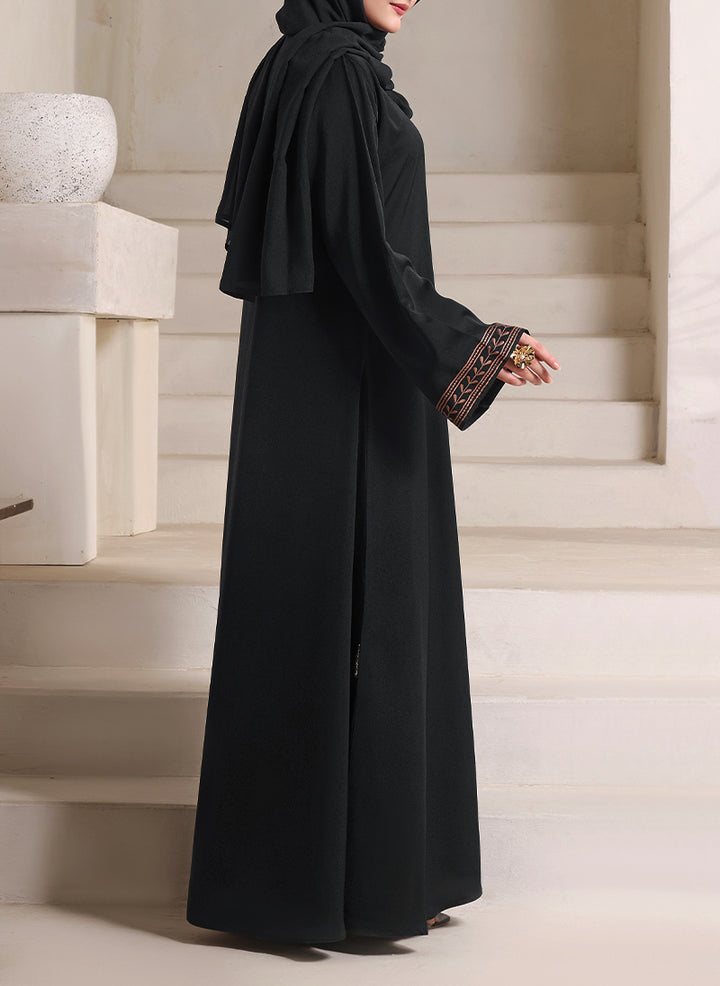 Front Open Floral Embroidery Abaya | 0116-E-1109