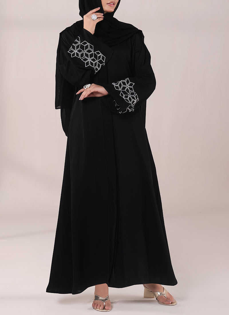 Cube Pattern Embroidery Abaya | 0116-E-1110