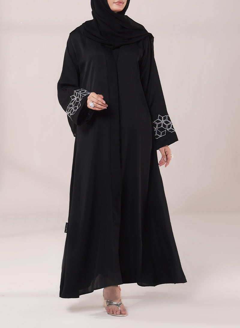 Cube Pattern Embroidery Abaya | 0116-E-1110