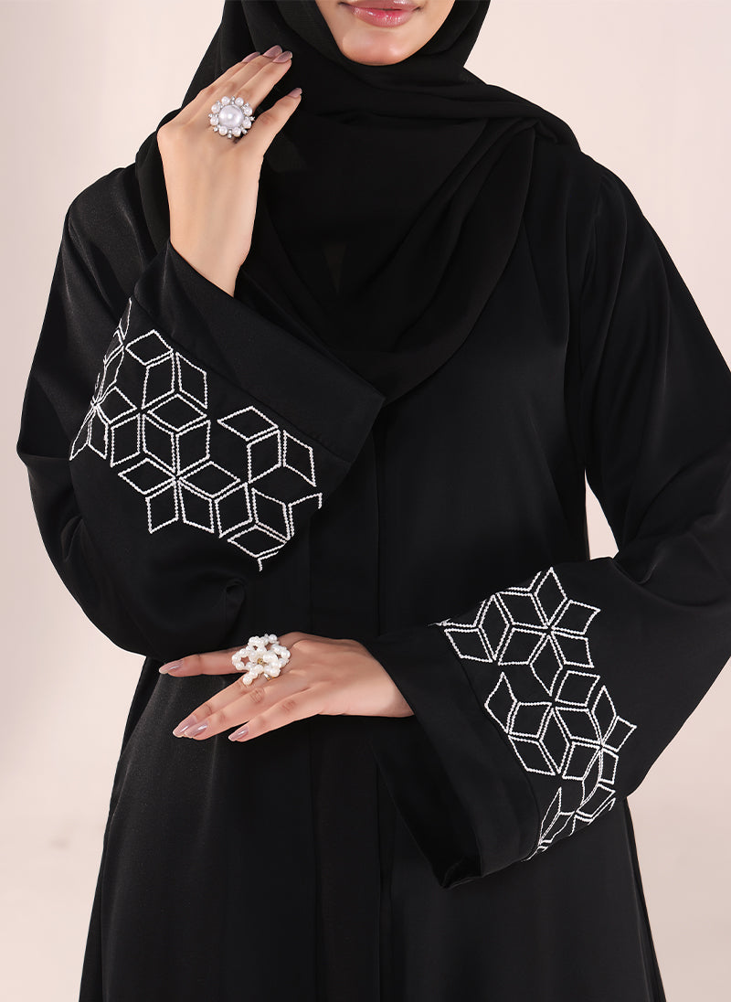 Cube Pattern Embroidery Abaya | 0116-E-1110