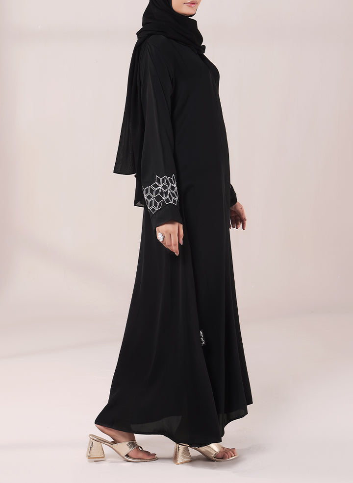 Cube Pattern Embroidery Abaya | 0116-E-1110