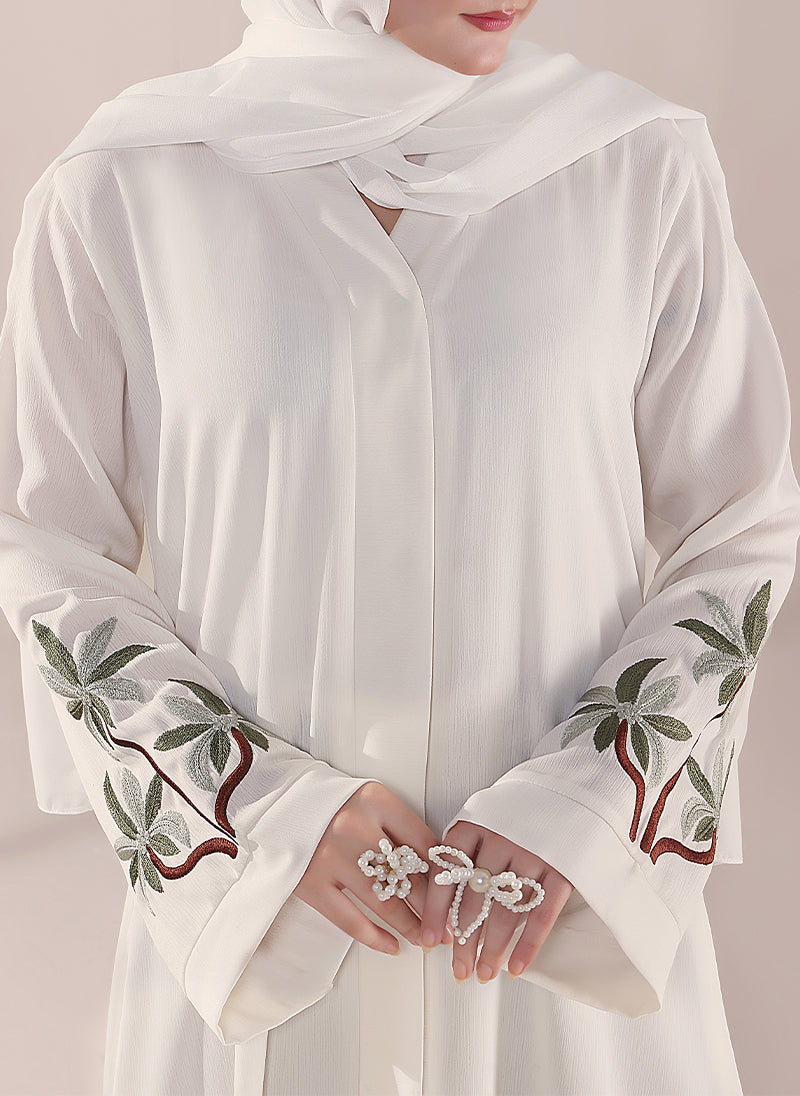 Graceful Leaf Embroidery Abaya | 0116-E-1111