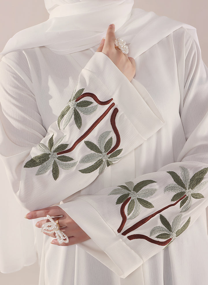 Graceful Leaf Embroidery Abaya | 0116-E-1111