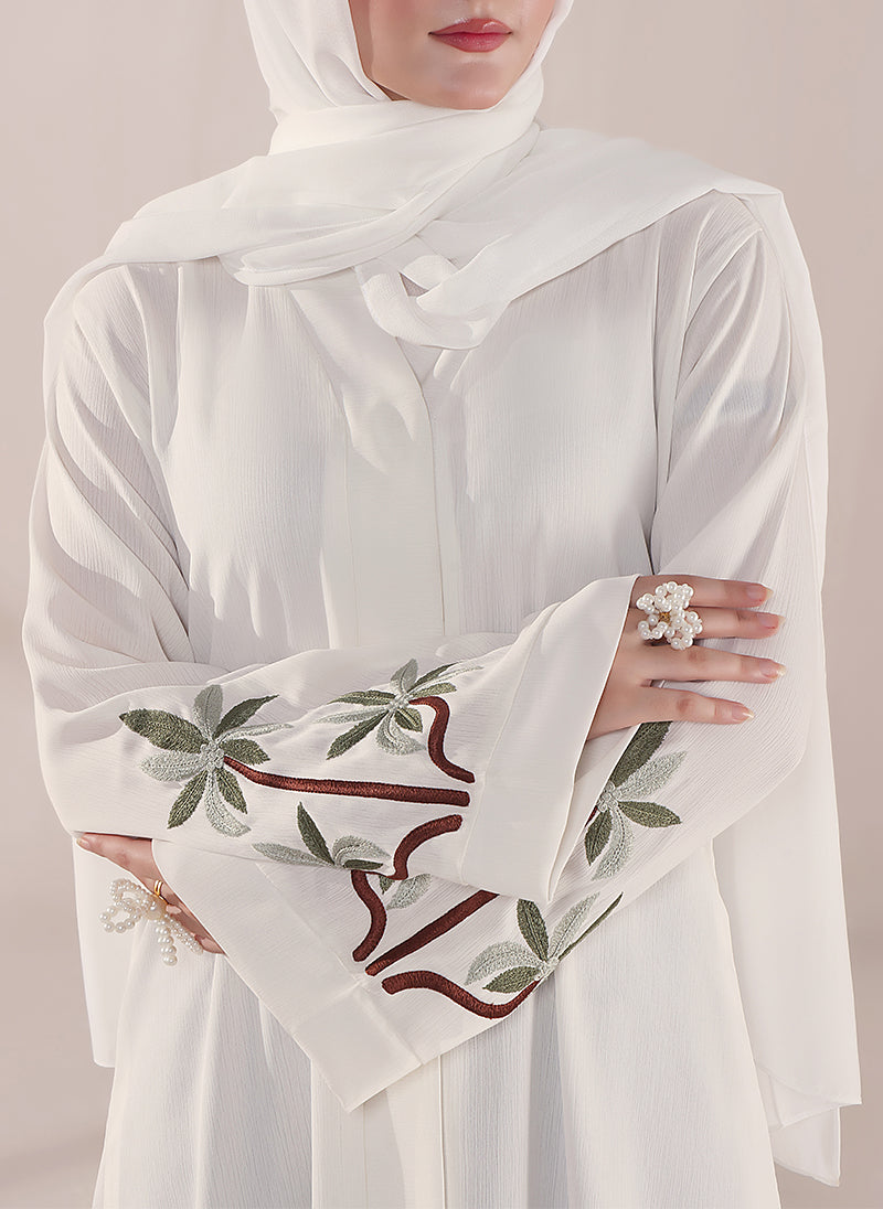 Graceful Leaf Embroidery Abaya | 0116-E-1111