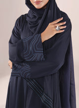 Nida Navy Blue Embroidered Abaya | 0116-E-1118