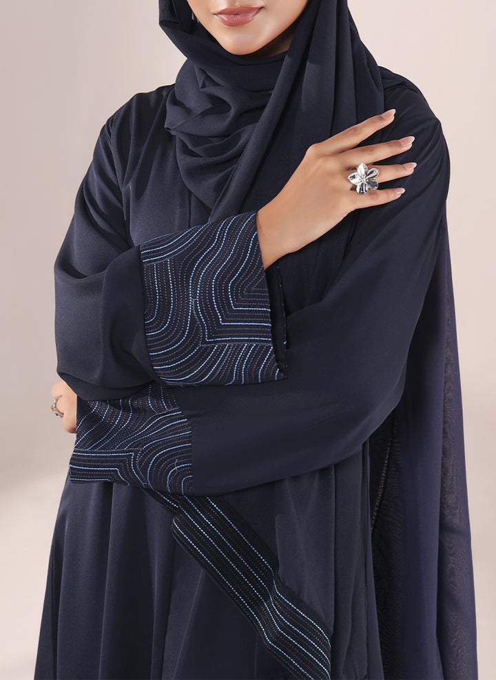 Nida Navy Blue Embroidered Abaya | 0116-E-1118