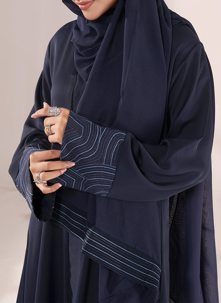 Nida Navy Blue Embroidered Abaya | 0116-E-1118