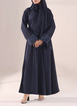 Nida Navy Blue Embroidered Abaya | 0116-E-1118