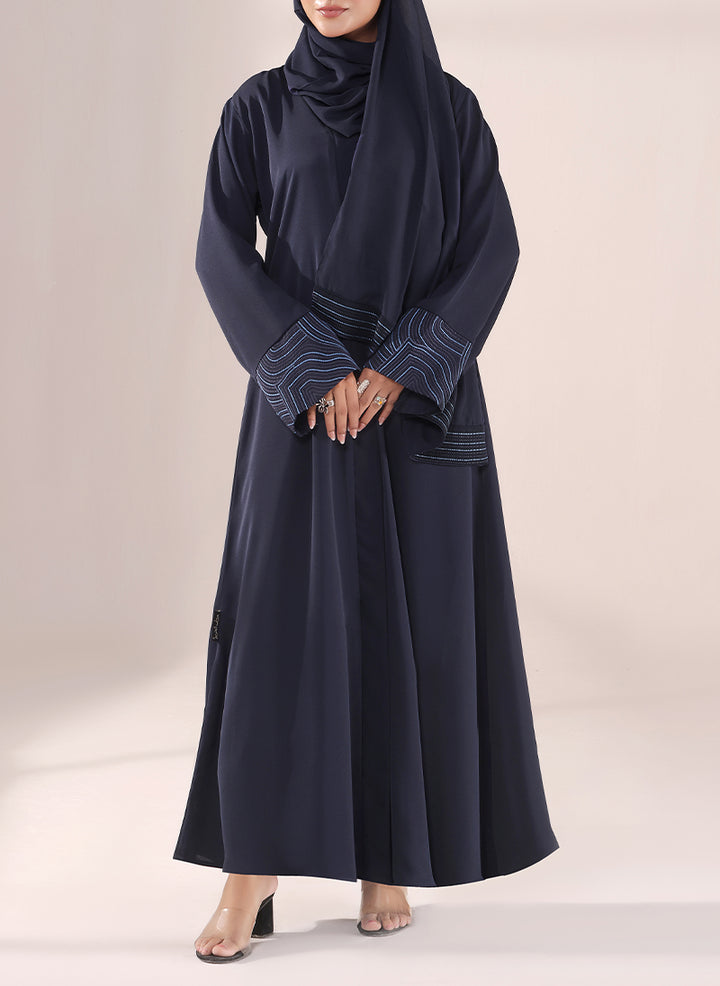 Nida Navy Blue Embroidered Abaya | 0116-E-1118