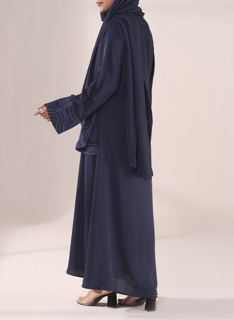 Nida Navy Blue Embroidered Abaya | 0116-E-1118