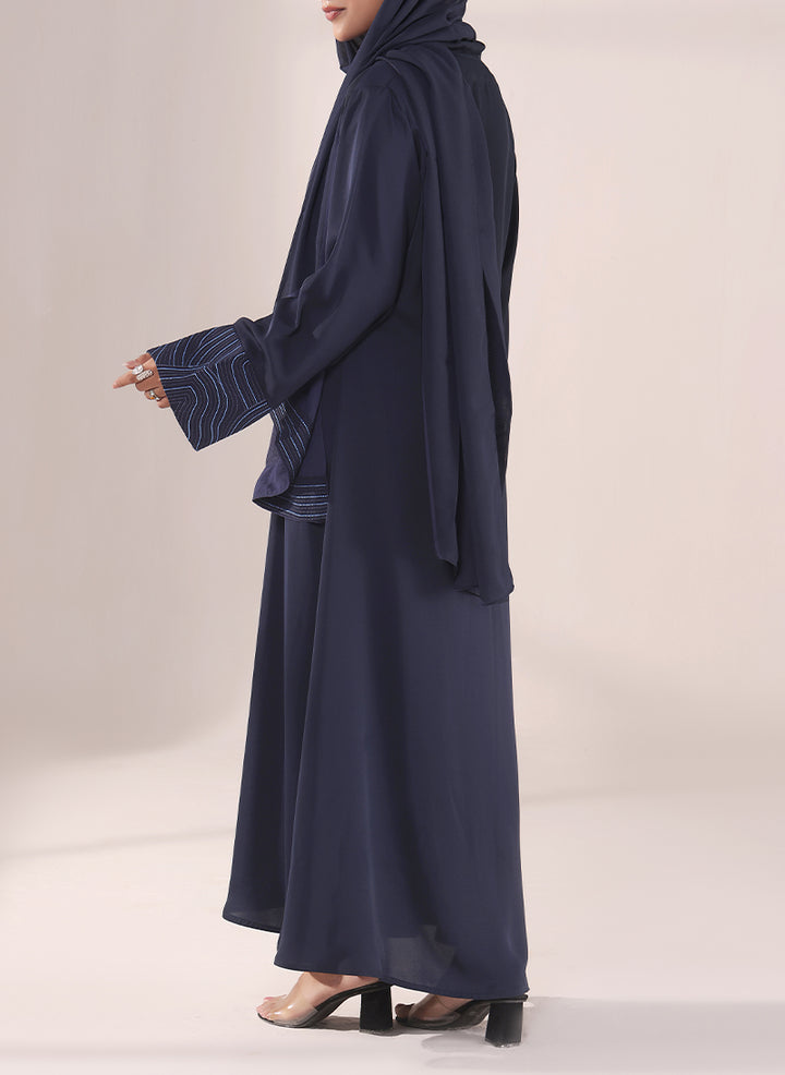 Nida Navy Blue Embroidered Abaya | 0116-E-1118