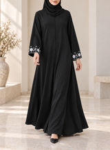 Arabis Embroidered Sleeves Front Open Abaya | 0116-E-A650